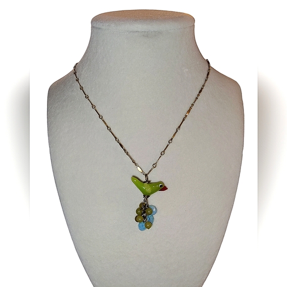 Lenora Dame Jewelry - Lenora Dame Anthropologie Green Bird Gold Tone Necklace